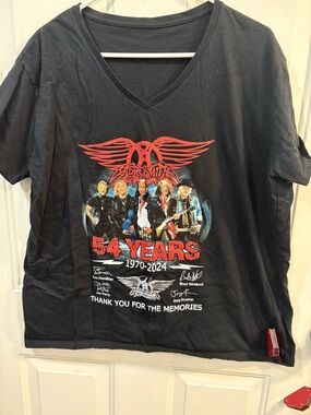 Hanes Black Aerosmith 54 Years Graphic Tee with Red and Blue Print